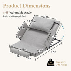 Electric Adjustable Bed Backrest with Safety Rails - 300 lbs Capacity, 4-68° Lift Range, Machine Washable Cover - Ideal for Elderly, Pregnancy, Patient Care & Mobility Assistance
