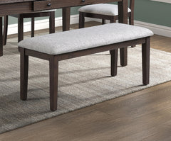 1pc Contemporary Cushioned Bench Upholstered Dining Room Wooden Furniture Dark Brown Beige