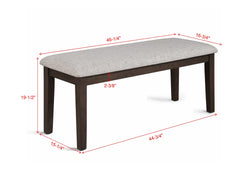 1pc Contemporary Cushioned Bench Upholstered Dining Room Wooden Furniture Dark Brown Beige