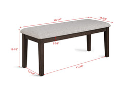 1pc Contemporary Cushioned Bench Upholstered Dining Room Wooden Furniture Dark Brown Beige