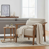 Reagan Wood Arm Accent Chair with Lumbar Pillow