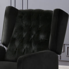 Pushback Recliner Chair, Fabric Armchair Push Back Recliner with Rivet Decoration, Mid Century Wingback Accent Chair for Living Room, Bedroom