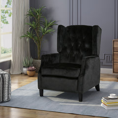 Pushback Recliner Chair, Fabric Armchair Push Back Recliner with Rivet Decoration, Mid Century Wingback Accent Chair for Living Room, Bedroom