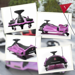 Aosom 12V Electric Go Kart, 5 MPH Drifting Car, Battery Powered Ride on Toy Outdoor with Slow Start, Music, Colorful Lights, for 8-12 Years Old, Pink