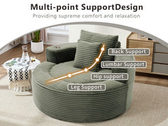 Round Sofa Bed with Memory Foam Sectional Couches for Living Room, Cloud Couch with three pillows, Green