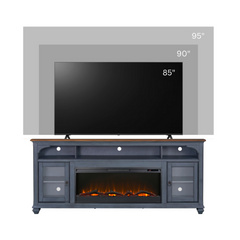 Americana 86 in Fireplace TV Stand for TVs up to 95 inches, Corduroy Blue Finish