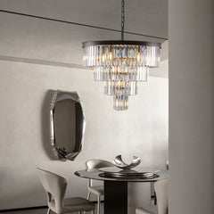 24" Contemporary Crystal Modern Chandeliers Crystal Ceiling Chandelier 4 Tier Black Chandelier Lighting for Dining Room Living Room Bedroom (Bulbs Not included)