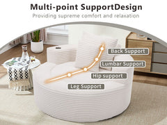 Round Sofa Bed with Memory Foam Sectional Couches for Living Room, Cloud Couch with three pillows, White