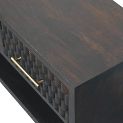 Solid Wood Arno Shoe Storage Unit,Black,2-Drawers,1-Shelf