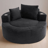 Round Sofa Bed with Memory Foam Sectional Couches for Living Room, Cloud Couch with three pillows, Black