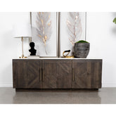 Metzger Tobacco Grey 3-door Marble Top Sideboard Buffet