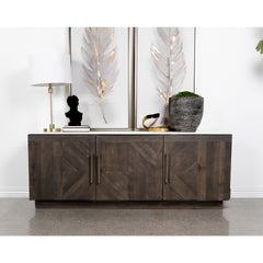 Metzger Tobacco Grey 3-door Marble Top Sideboard Buffet