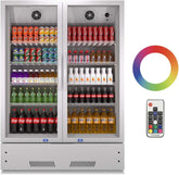 Commercial Display Refrigerator, Upright Swing Glass Door Merchandiser Fridge with LED Lightning, Reach-in Beverage Cooler for Shop Restaurant, ETL Approved, 17.1 Cu. Ft, Silver