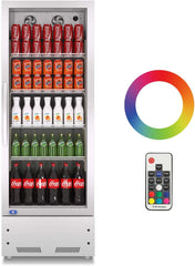 Commercial Display Refrigerator, Upright Swing Glass Door Merchandiser Fridge with LED Lightning, Reach-in Beverage Cooler for Shop Restaurant, ETL Approved, 8 Cu. Ft, Silver