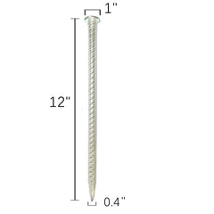 0.4 in. x 12 in. Silver Steel Rebar Ground Pins (8 Pack) - Heavy Duty Landscaping Anchors for Weed Barrier, Netting & Erosion Control