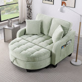 Two-seater sofa, double sofa chaise longue, with irregular armrests and backrests, footrest with storage space, comes with two small throw pillows, suitable for living room and bedroom - Cyan