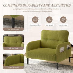 UNITED WE WIN corduroy fabric, comfortable monochrome single person wide seat chair, suitable for living rooms and bedrooms