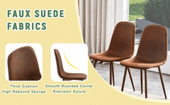 Set of 4 Suede Backrest and Walnut Color Transfer Legs Chairs - Adding a touch of elegance to minimalist and Scandinavian style homes, with product dimensions of 15.5*16.3*34.5 inches.