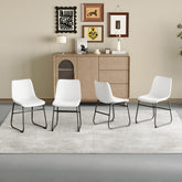 Set of 4 Classic White PU Leather Chairs, A stylish seat perfect for modern minimalist and industrial style environments, with dimensions of 17.7*20.8*37 inches.