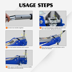 Hydraulic Jack, 5 Ton(11,000lbs)Low Profile Floor Jack, Heavy-Duty Steel Racing Floor Jack with dual Piston Quick Lift Pump, Floor Jack Lifting Range 3.54"-21.65"
