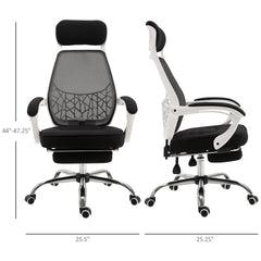 High Back Mesh Office Chair Swivel Reclining Computer Desk Chair with Retractable Footrest,Headrest,Padded Armrest