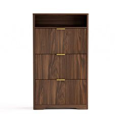 Shoe Cabinet Storage for Entryway Hidden Shoes Storage Cabinet with 3 Flip Drawers, Tall Free Standing Shoe Organizer Rack for Foyer, Hallway. Walnut ,31.6'' L x 9.6'' W x 54.4'' H.