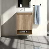 Nissi Floating, Wall-Mounted Vanity Bathroom Vanity With One Door Cabinet And Resin Sink Compact, Natural Oak