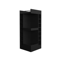 Lyman 46" Tall 3-Tier Corner Bar Cabinet with Fourteen Wine Bottle Cubbies, Living Room, Liquor Cabinet, Storage Cabinet Black