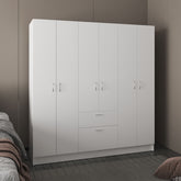Mitu Six Doors Armoire, Seven Interior Shelves, One Drawer, Rod White