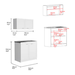 Zurich Cabinet Set, Two Shelves -White