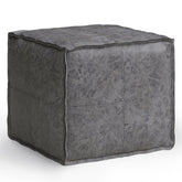Brody - Square Pouf - Distressed Black