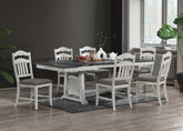 Antique White 7pc Dining Set Table w 2x Leaves Ladder Back 6x Chairs Classic Look Dining Room