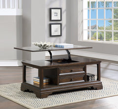 Traditional Design Lift Top Cocktail Table with Storage Drawers Espresso Finish Living Room Furniture 1pc