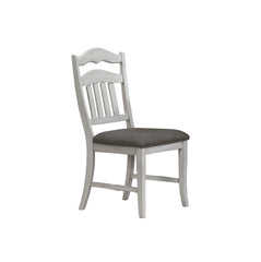 Contemporary Antique White Side Chairs Upholstered Cushion Seat Ladder Back 2pc Dining Chairs