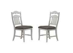 Contemporary Antique White Side Chairs Upholstered Cushion Seat Ladder Back 2pc Dining Chairs