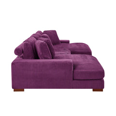 Large Seating Corduroy Upholstered Double Chaise Sectional