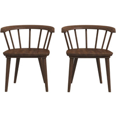 Minimalist Kingsley Mid-Century Modern Dining Chair (Set of 2) Brown Solid Wood Upholstery for Home Kitchen
