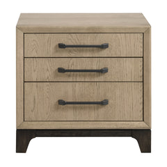 Brown 3-Drawer Nightstand With USB