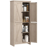 HOMCOM 72" Freestanding 4-Door Kitchen Pantry, Storage Cabinet Organizer with 4-Tiers, and Adjustable Shelves, Natural