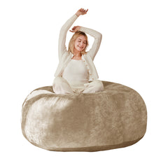 5FT bean bag chair, memory foam filling, adult and teen bean bag chair, soft sofa with removable flannel cover, round sofa for living room, bedroom, college dorm.