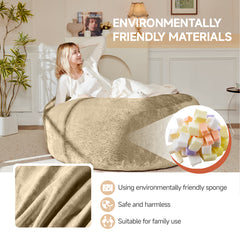 5FT bean bag chair, memory foam filling, adult and teen bean bag chair, soft sofa with removable flannel cover, round sofa for living room, bedroom, college dorm.