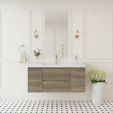 48" Floating Bathroom Vanity with Sink, Wall-Mounted Storage Cabinet with Solid Surface Top Basin and Soft Close Drawers Fully Assembled, Ash Grey 24V11-48AG-W1920P385489