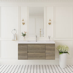 48" Floating Bathroom Vanity with Sink, Wall-Mounted Storage Cabinet with Solid Surface Top Basin and Soft Close Drawers Fully Assembled, Ash Grey 24V11-48AG-W1920P385489