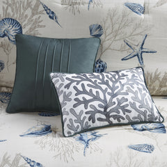7 Piece Cotton Sateen Comforter Set Blue King
