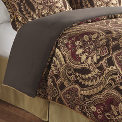 4 Piece Comforter Set Burgundy Queen