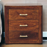 Luca Chestnut Nightstand, with 3-Drawers, Dark Brown