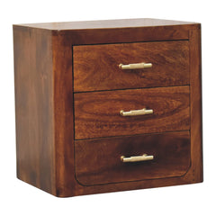 Luca Chestnut Nightstand, with 3-Drawers, Dark Brown