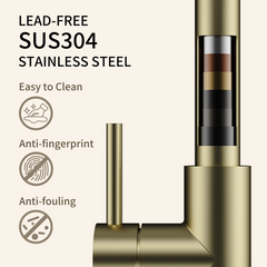 Kitchen Faucet with Pull Down Sprayer Brushed Gold