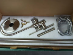 Brushed Nickel Freestanding Tub Filler Floor Mounted Bathtub Faucet with High Flow, Swivel Spout & Handheld Shower Head