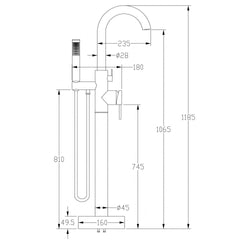 Brushed Nickel Freestanding Tub Filler Floor Mounted Bathtub Faucet with High Flow, Swivel Spout & Handheld Shower Head